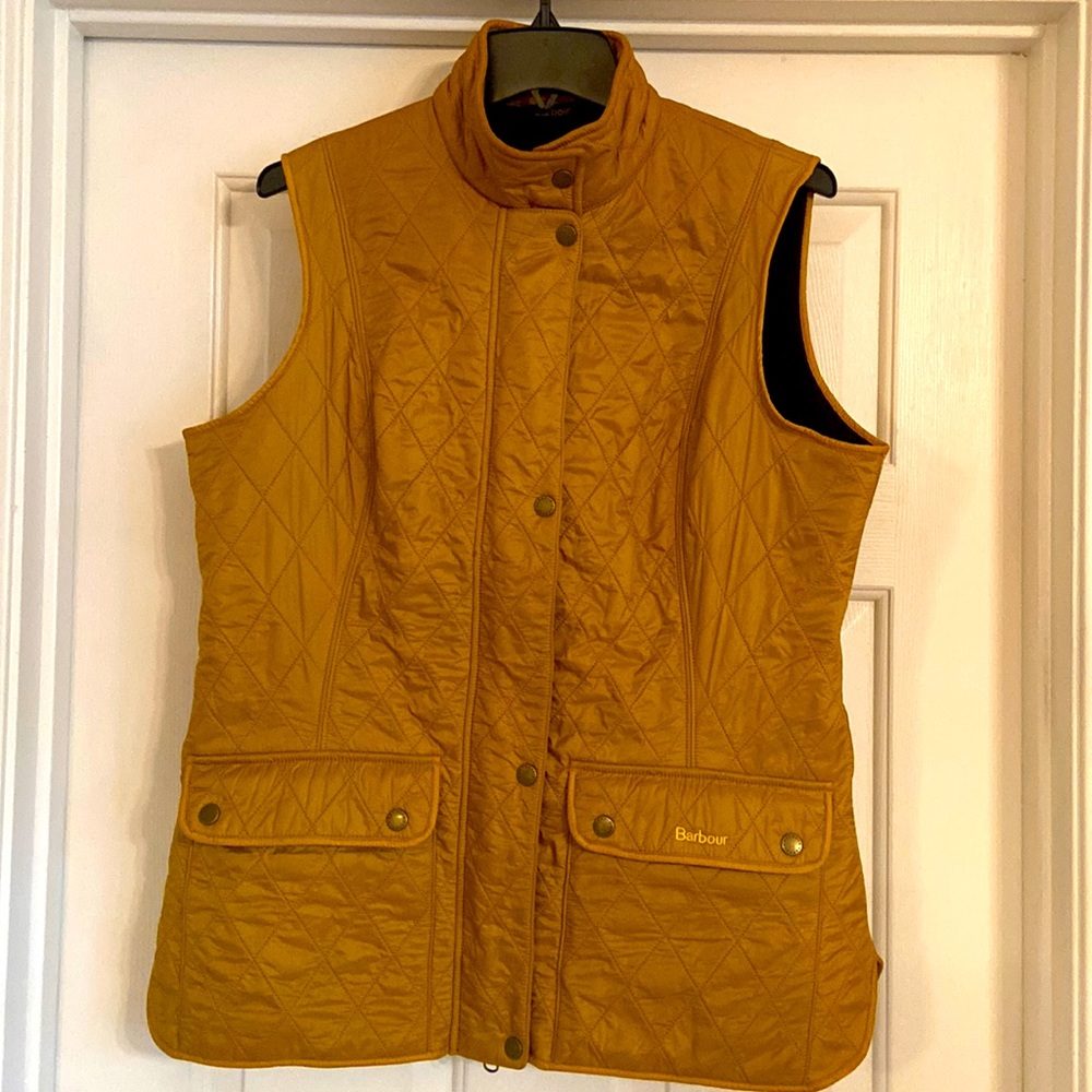 Gold Barbour Wray Gilet quilted vest.